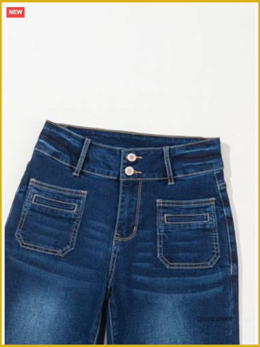 High Waisted Tummy Control Wide Leg Jeans Stretchy Cotton Blend - Picture 7 of 7